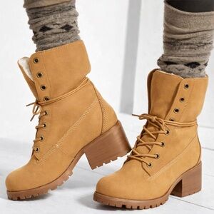 Jeffrey Campbell Tan Lace-Up Boots